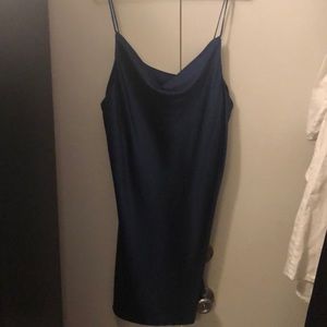 Cowl neck blue slip dress